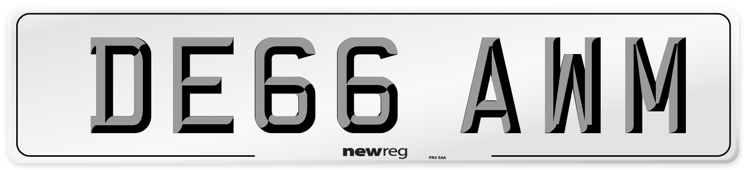 DE66 AWM Number Plate from New Reg